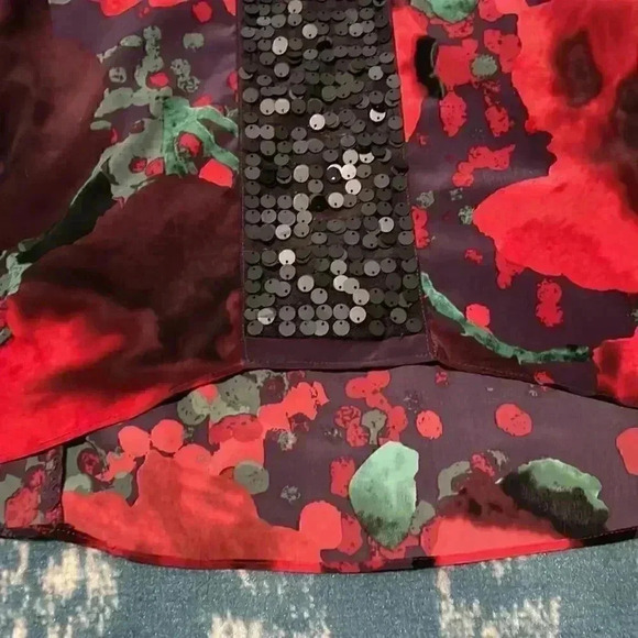 Vera Wang abstract sequin mesh hi-low pocket dress XS - Picture 4 of 10